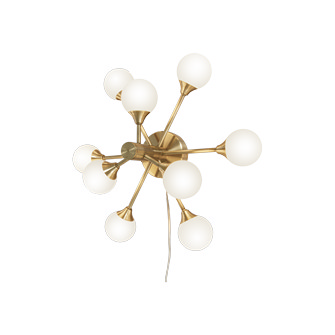 COSMOS vägglampa/plafond bygel, matt mässing/vit