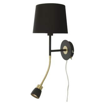 EKETORP vägglampa, svart/mässing