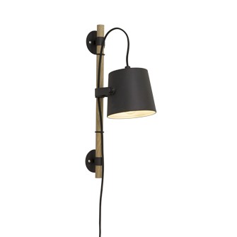 ESPRESSO vägglampa, svart/trä