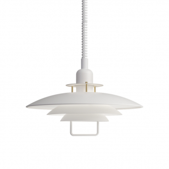 PRIMUS II Pendel/Hiss, Flat White/Brass 43cm