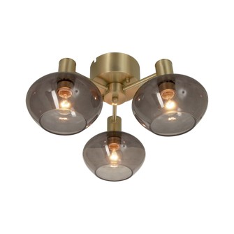 BELL plafond 3-arm, matt mässing/rök