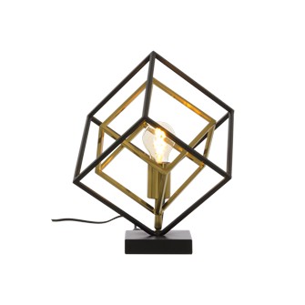 CUBES bordlampa liten, svart/matt mässing