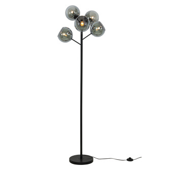 ATOM golvlampa 5-arm upp, svart/rök