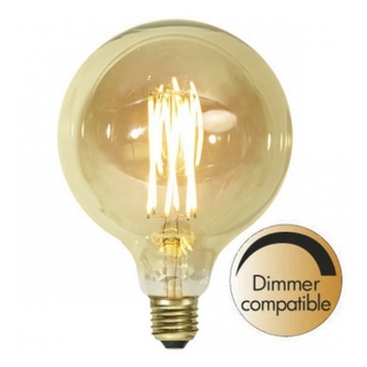 LED-lampa E27 G125 Vintage Gold, Amber