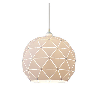 LATTICE taklampa 30cm rund, vit textil