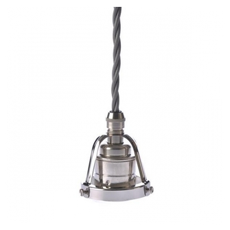 Upphäng 116 nickel/E27 nickel 2,5m grå tvinnad kabel