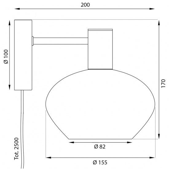 BELL v�gglampa, svart/r�k
