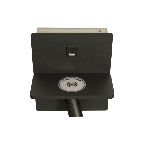 ASTOR v�gglampa med tr�dl�s + USB laddning, svart