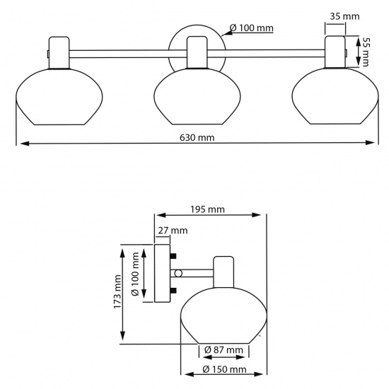 ELBA v�gglampa bad 3:a, matt m�ssing