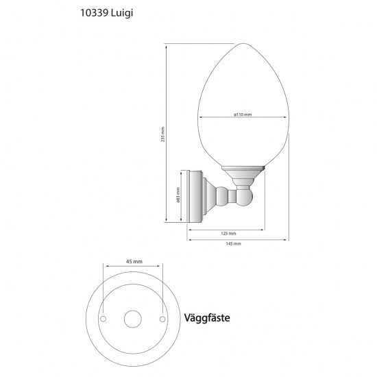 LUIGI v�gglampa bad, krom/opal