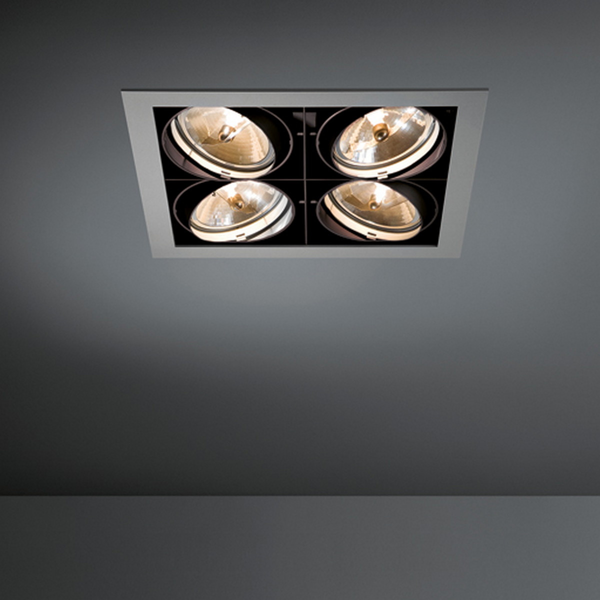 Multiple Recessed Adjustable AR111 4x DE Aluminium Matt - Black Matt