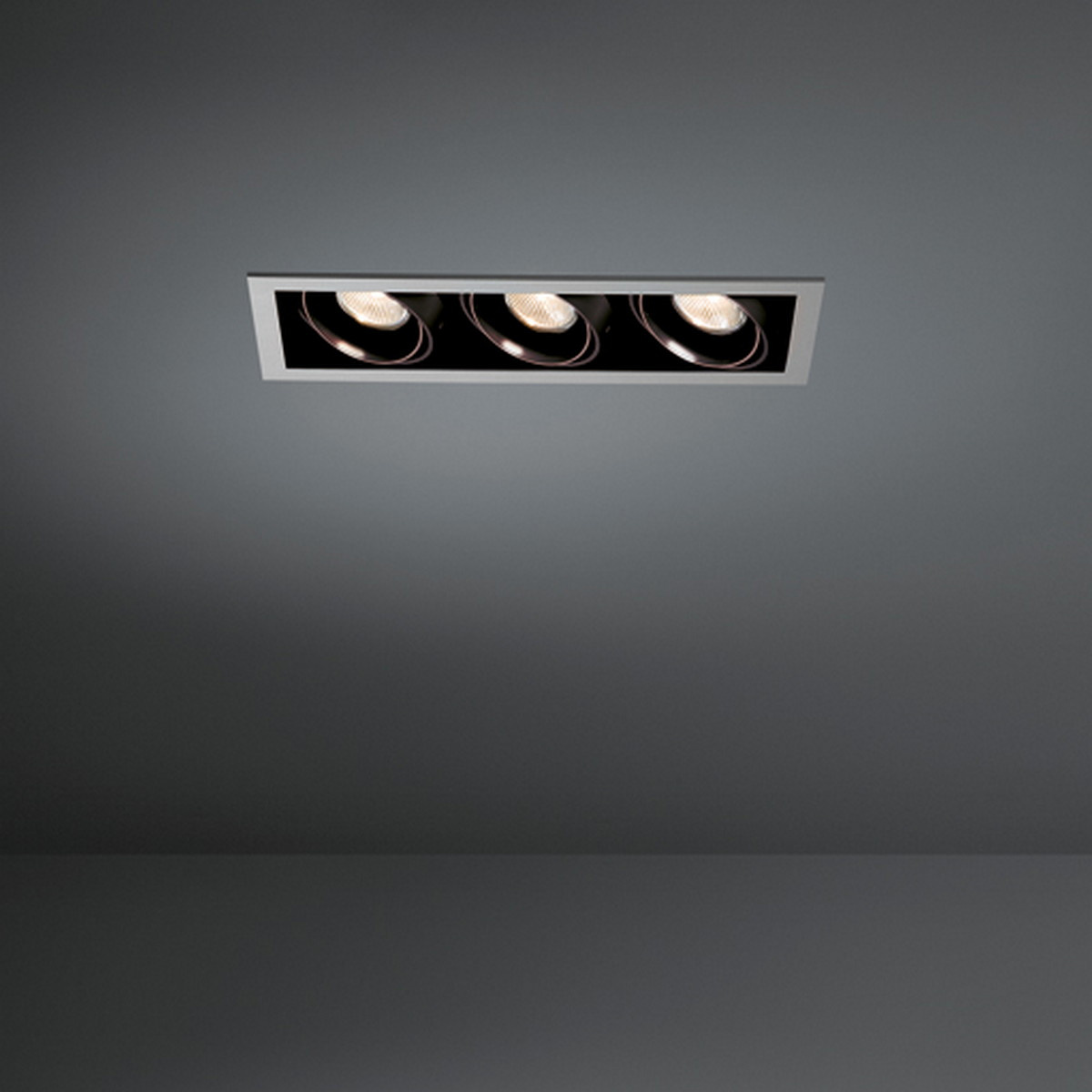Mini-Multiple Recessed Adjustable GU10 3x Aluminium Matt - Black Matt