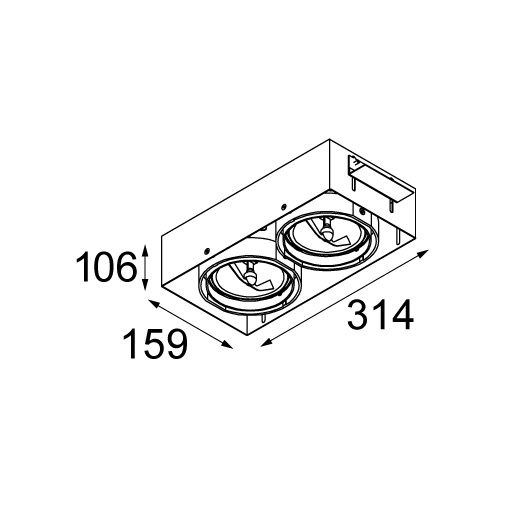 Multiple Recessed Trimless Adjustable AR111 2x DE White Structure