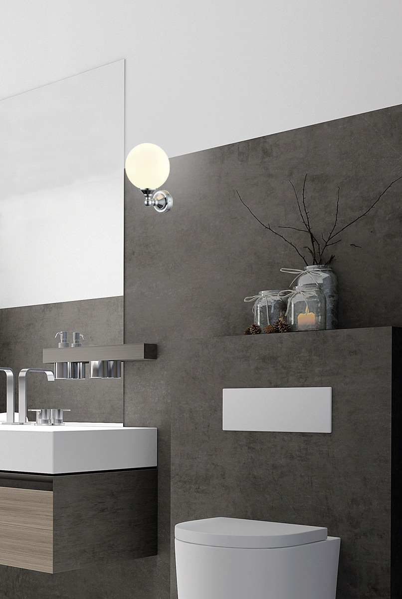 LUGANO v�gglampa bad, krom/opal