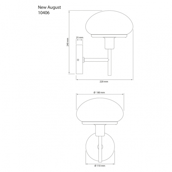 NEW AUGUST v�gglampa, svart/vit