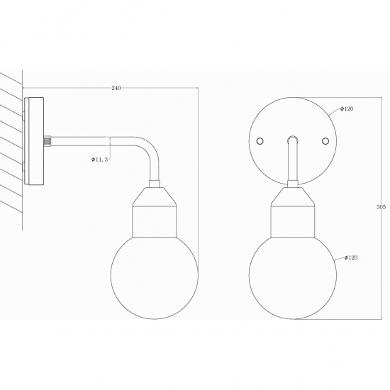 FLORENS v�gglampa bad, svart/opal