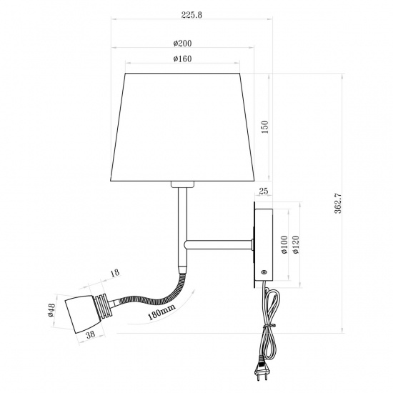 EKETORP v�gglampa, svart/m�ssing