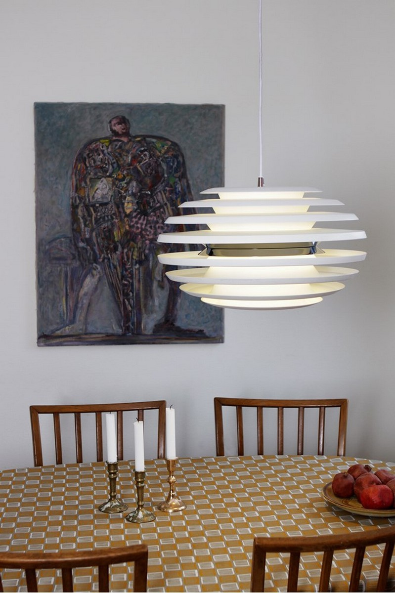 Ellipse pendant D500 flat white/chrome E27