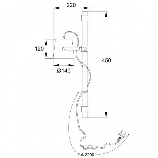 ESPRESSO v�gglampa, svart/tr� 