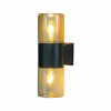 LYSEKIL vägglampa dubbel ute, svart/amber LYSEKIL vägglampa dubbel ute, svart/amber
