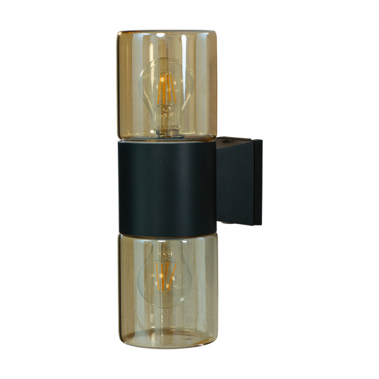 LYSEKIL v�gglampa dubbel ute, svart/amber