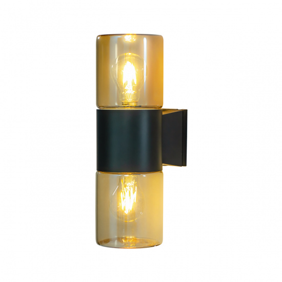 LYSEKIL v�gglampa dubbel ute, svart/amber
