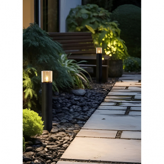 LYSEKIL pollare ute, svart/amber