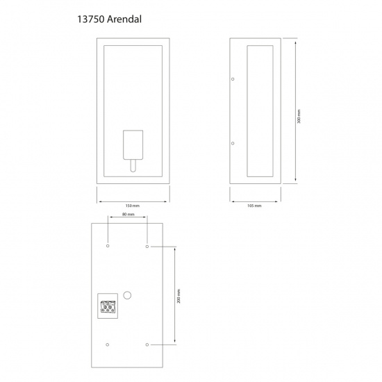 ARENDAL v�gglampa ute, svart