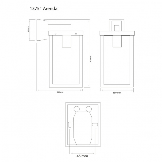 ARENDAL v�gglampa ute, liten svart