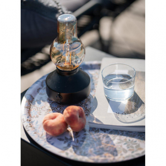 Glimt bordslampaIP44, Laddbar svart/amber