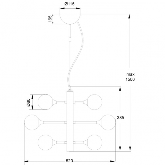 COSMOS taklampa 12-arm, matt m�ssing/vit
