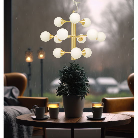 COSMOS taklampa 12-arm, matt m�ssing/vit