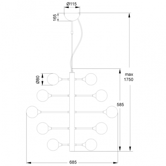 COSMOS taklampa 24-arm, svart/r�k