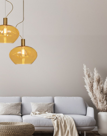 BELL taklampa 35cm, matt m�ssing/amber