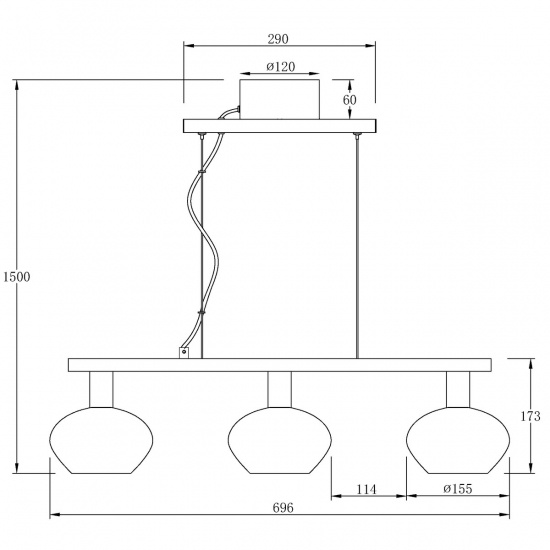 BELL taklampa 3:a rak, svart/vit