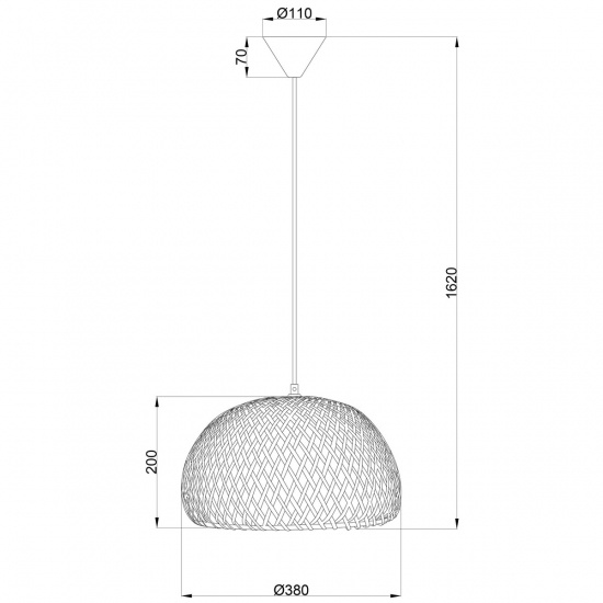 MALACCA taklampa 38cm, natur