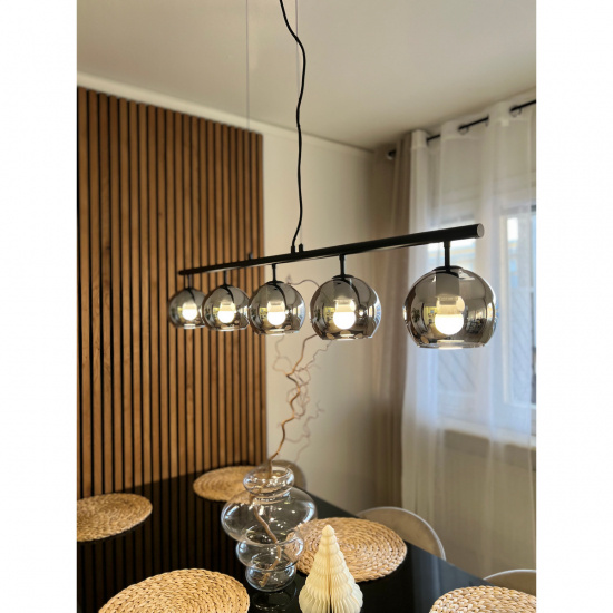 ATOM taklampa 5:a rak, svart/r�k