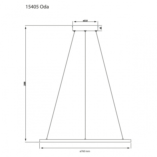 ODA Taklampa Rund - Svart - Diameter 76cm