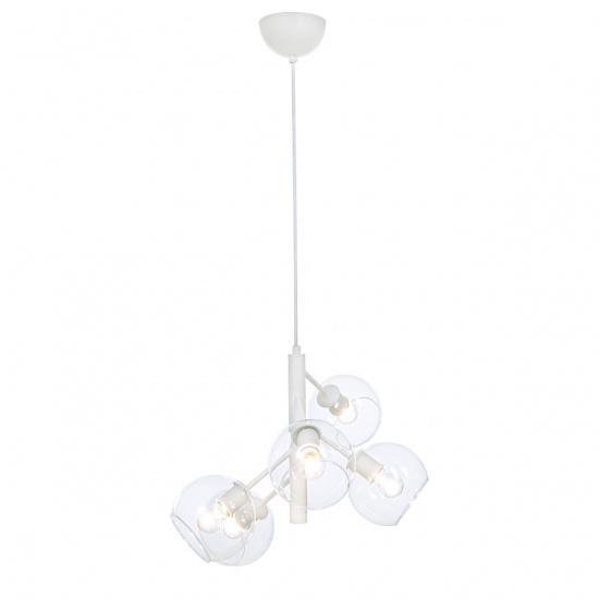 ATOM taklampa 5-arm, vit/klar