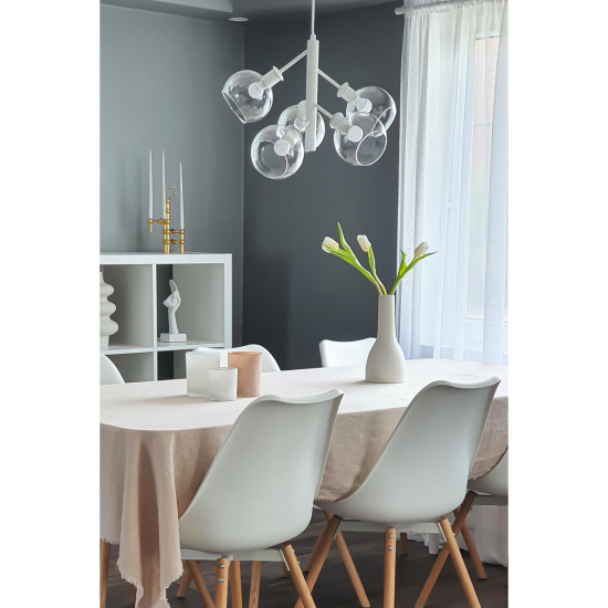 ATOM taklampa 5-arm, vit/klar