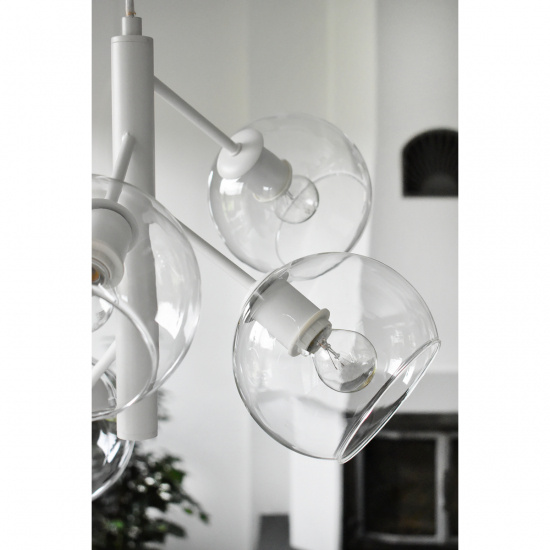 ATOM taklampa 5-arm, vit/klar