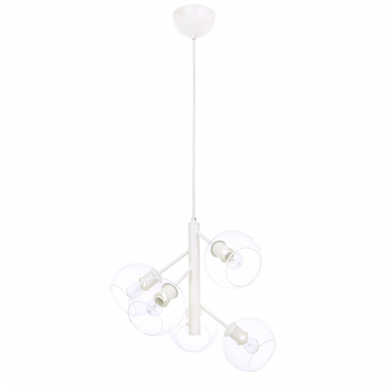 ATOM taklampa 5-arm, vit/klar