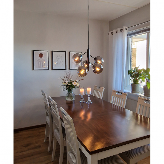 ATOM taklampa 5-arm, svart/r�k