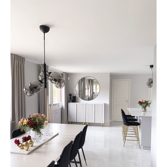 ATOM taklampa 5-arm, svart/r�k