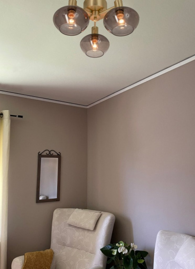 BELL plafond 3-arm, matt m�ssing/r�k