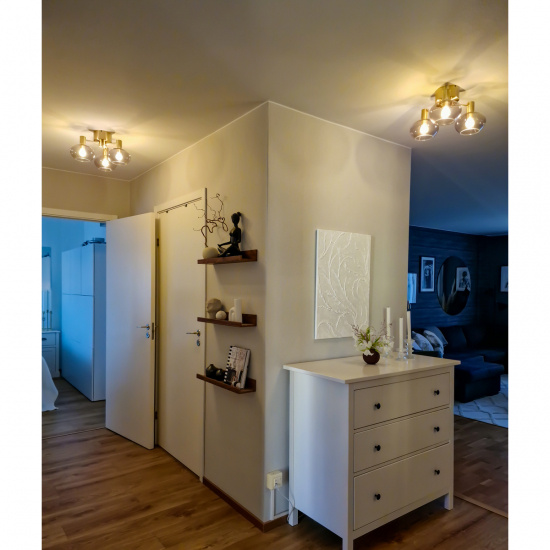 BELL plafond 3-arm, matt m�ssing/r�k