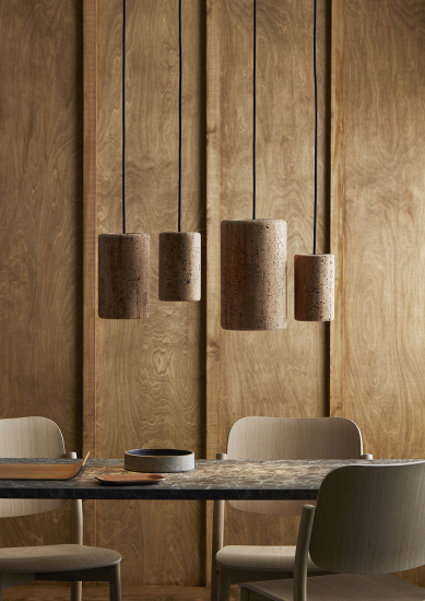 Porto pendel M D140 svartstruktur/kork natur E27