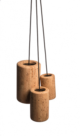 Porto pendel M D140 svartstruktur/kork natur E27