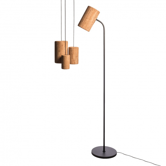 Porto pendel L D180 svartstruktur/kork natur E27