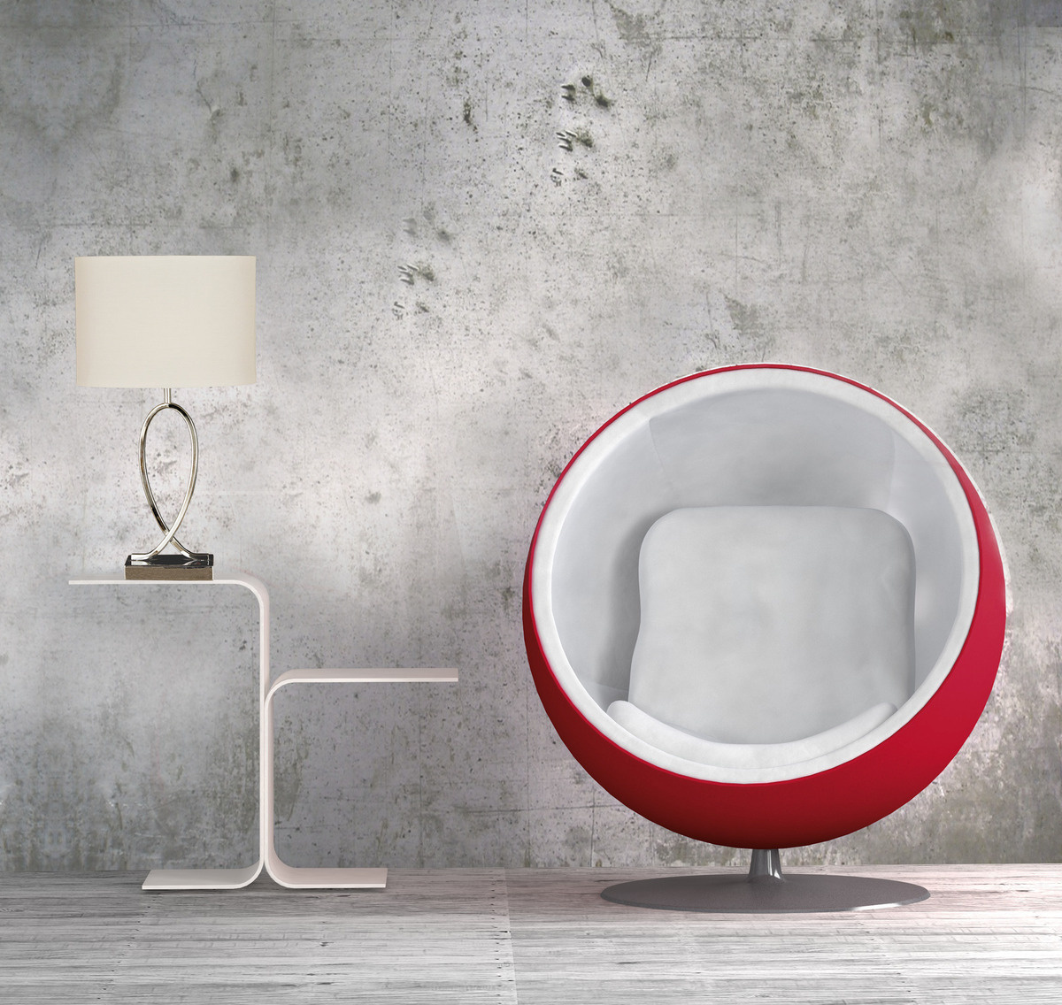 POSH bordlampa, krom/vit